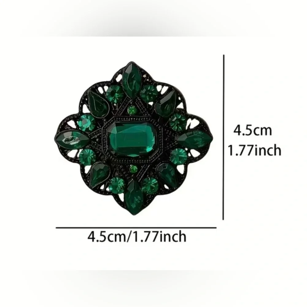 Vintage-Inspired Teal Crystal Brooch - Elegant Statement Pin